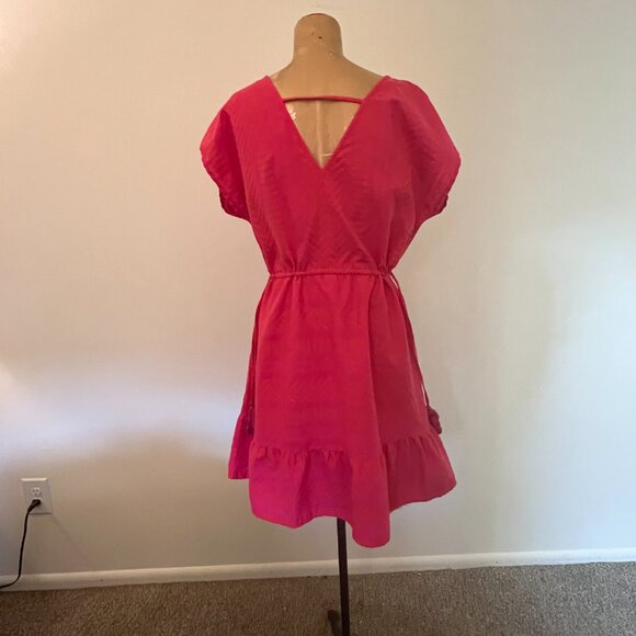 Loft Beach Coverup in Bright Pink and Orange Aztec Woven print - New With Tags - Picture 4 of 14